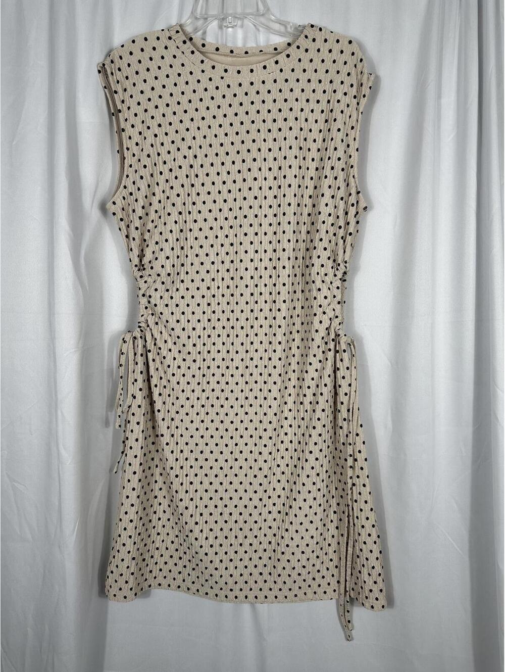 Polka Dot Sleeveless Coverup Dress with Side Ties Size 2XL